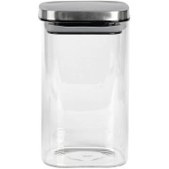 Pote 1,1l 10x10x18cm Quadrado Em Vidro Borossilicato Com Tampa Em Metal
